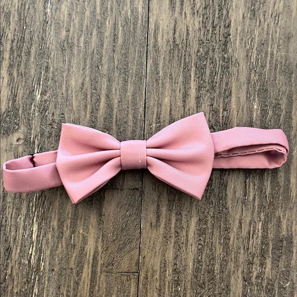 Janie and Jack Pink and Light Blue Bow Tie Set with Pink Pocket Square